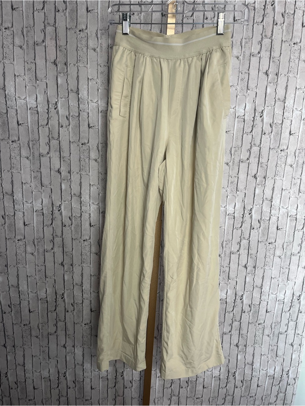 Varley EcoCosy Sorona Wide Leg Athleisure Pants Beige XS